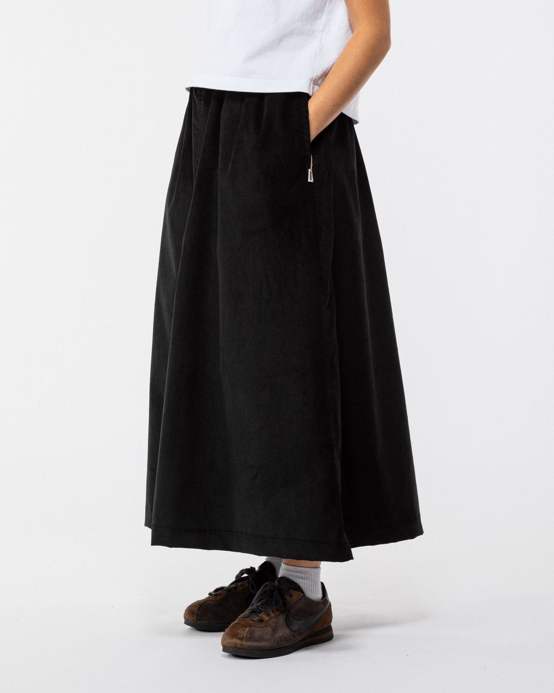 Corduroy A Line Skirt - Black