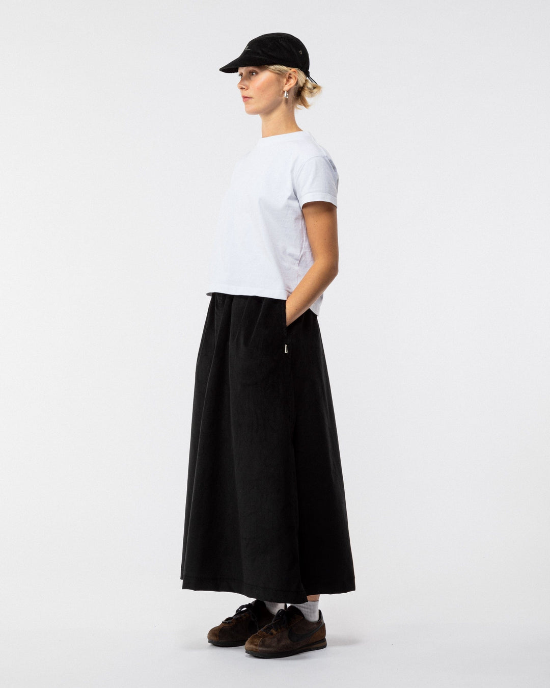 Corduroy A Line Skirt - Black