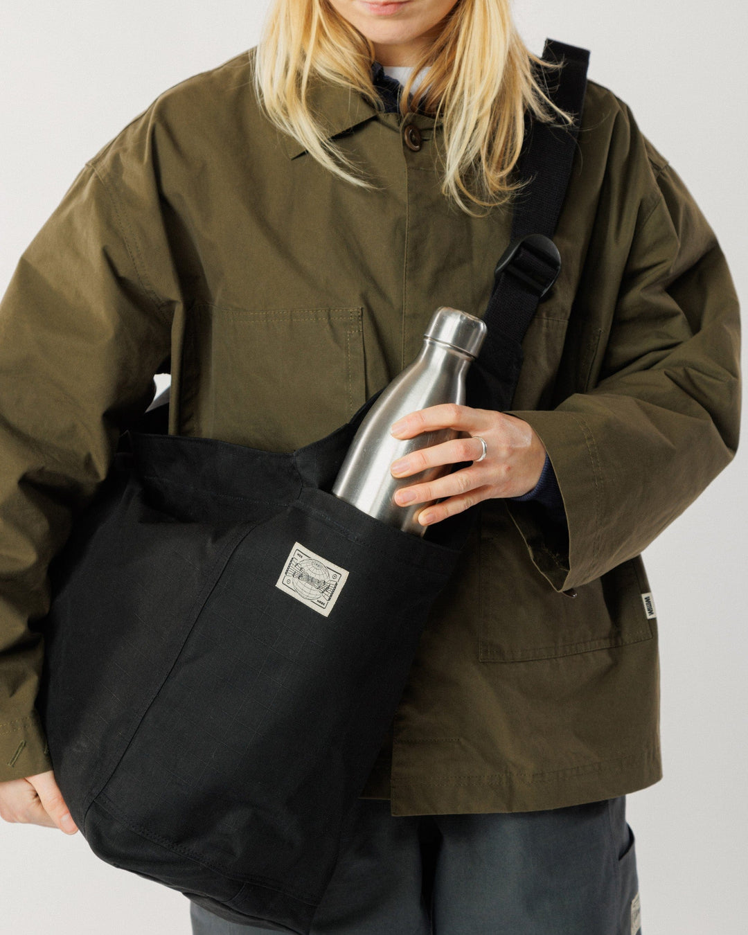 Water Resistant Studio Ripstop Crossbody Tote - Black