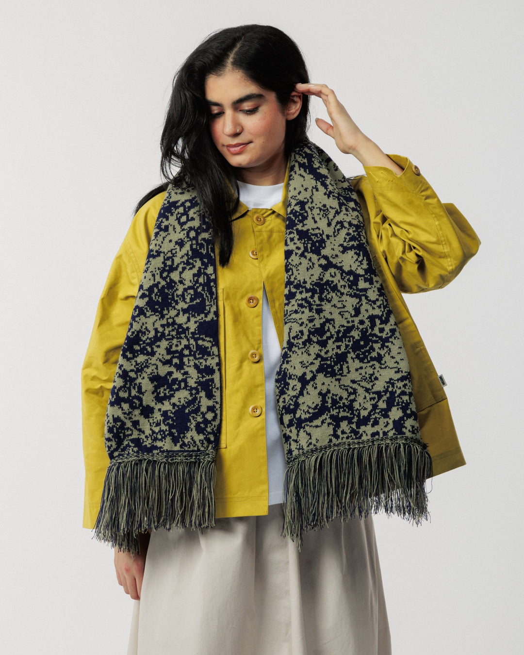 Barley Scarf - Khaki/Navy