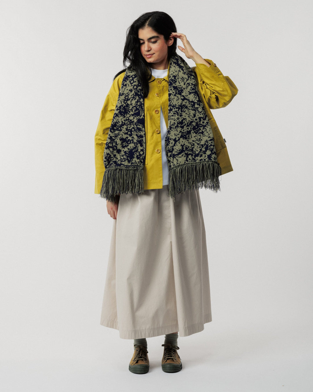 Barley Scarf - Khaki/Navy