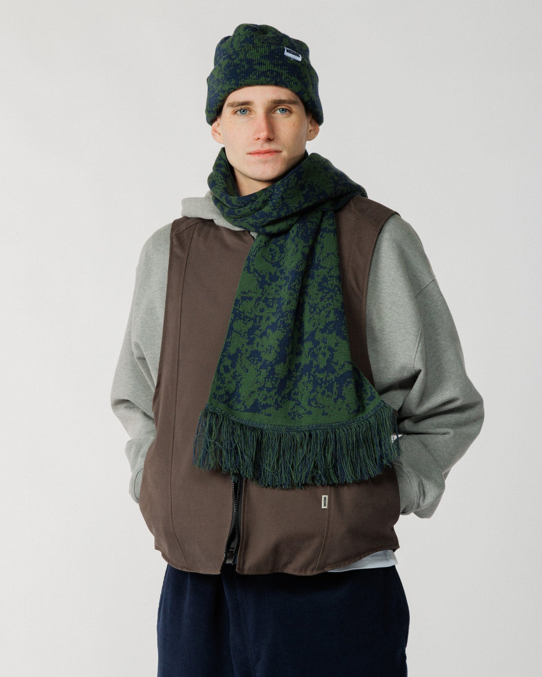 Barley Scarf - Dark Green & Navy