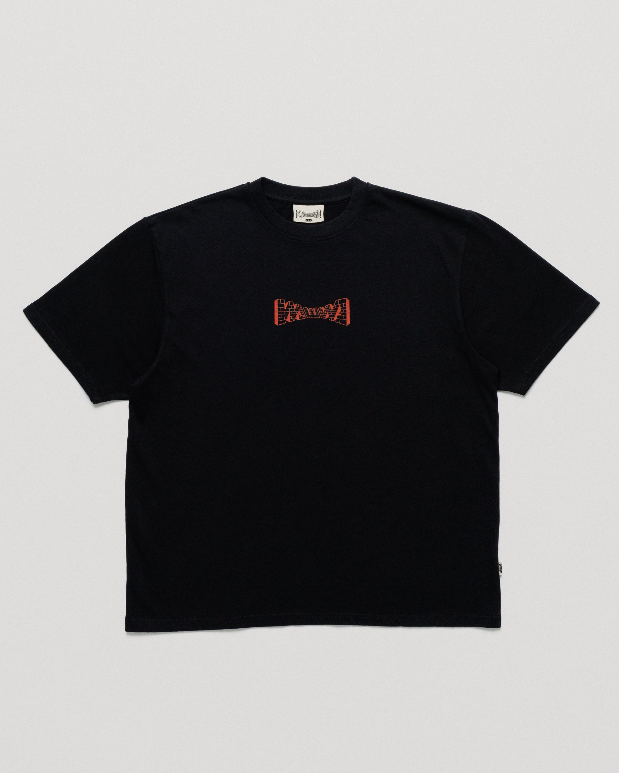 Brick Logo T-Shirt - Black — front flat, garment shape