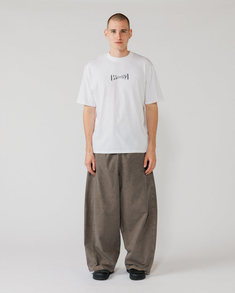 Brick Logo T-Shirt - White — full-length front, fit context
