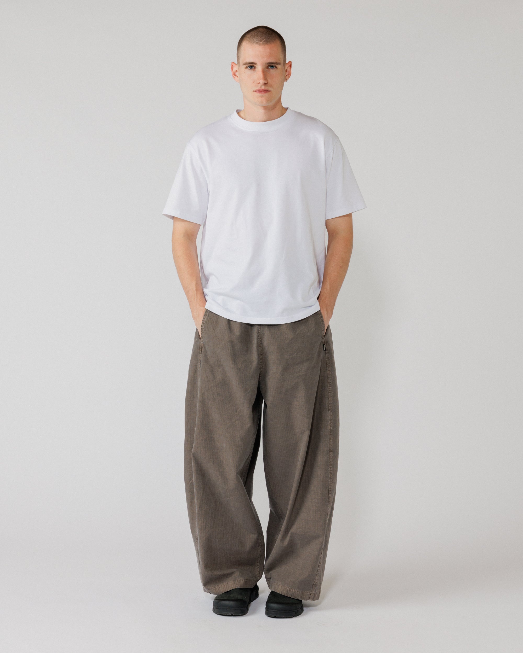 Garment Dyed Atlas Pants - Fawn Brown — hero: sharp full front, silhouette legible