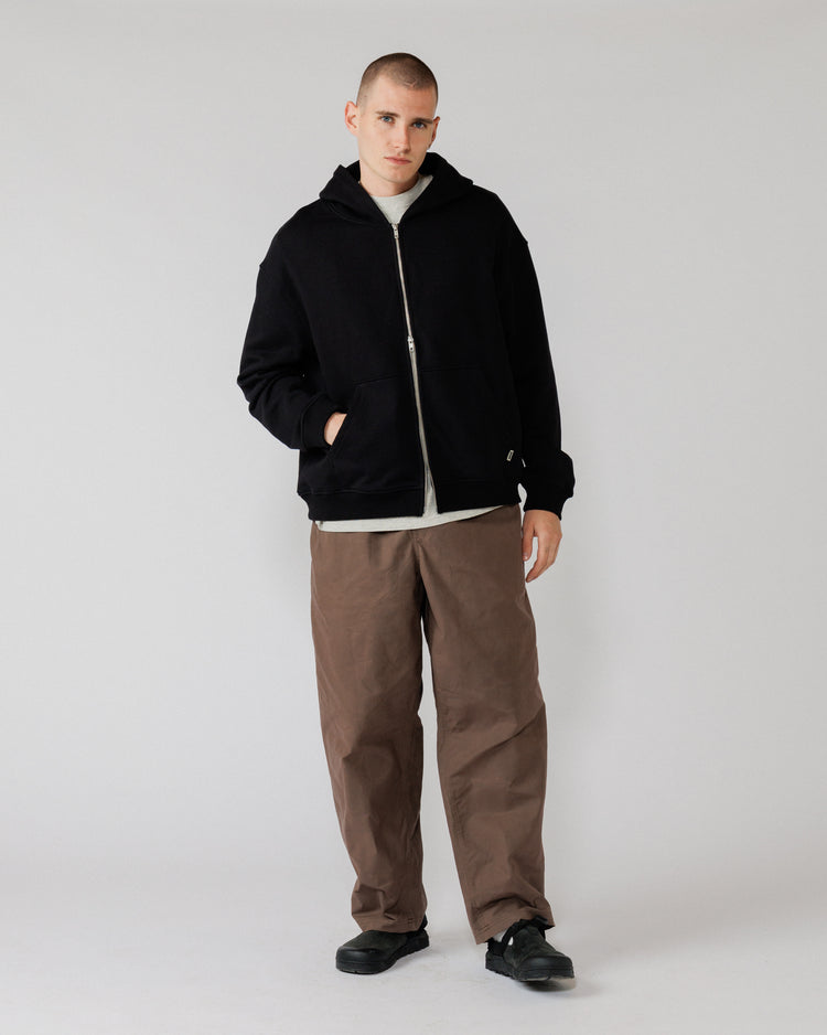Heavyweight Two-Way Zip Hoody - Black — Hero: male full-body front, direct