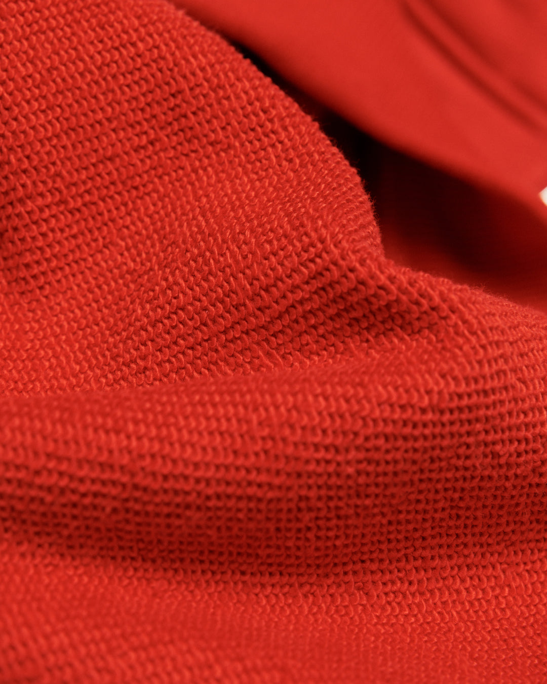 Heavyweight Two-Way Zip Hoody - Signal Red — Loopback fabric texture close-up