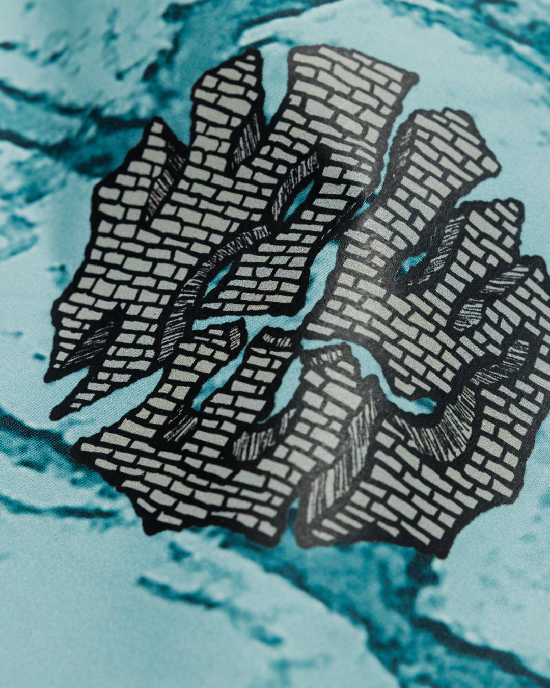 Musette - Blue Brick Camo — brick graphic close-up
