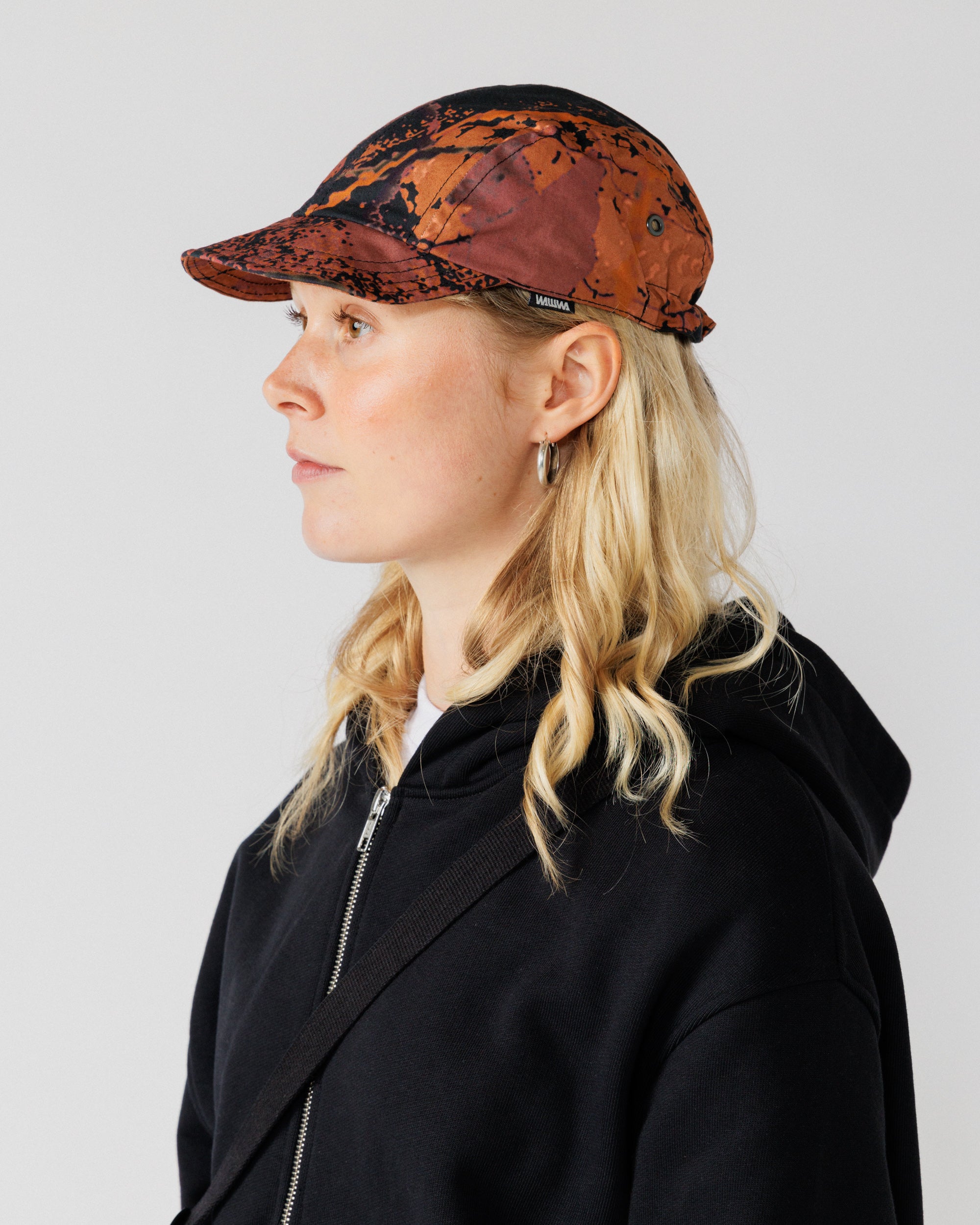 Oak Cap - Abstract Brick Camo — worn profile, fit shown