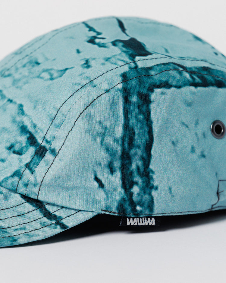 Oak Cap - Blue Brick Camo — eyelet, stitch, print close-up