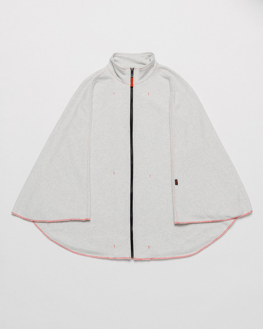 Outnback Recovery Cape in marl grey, front flat with central zip