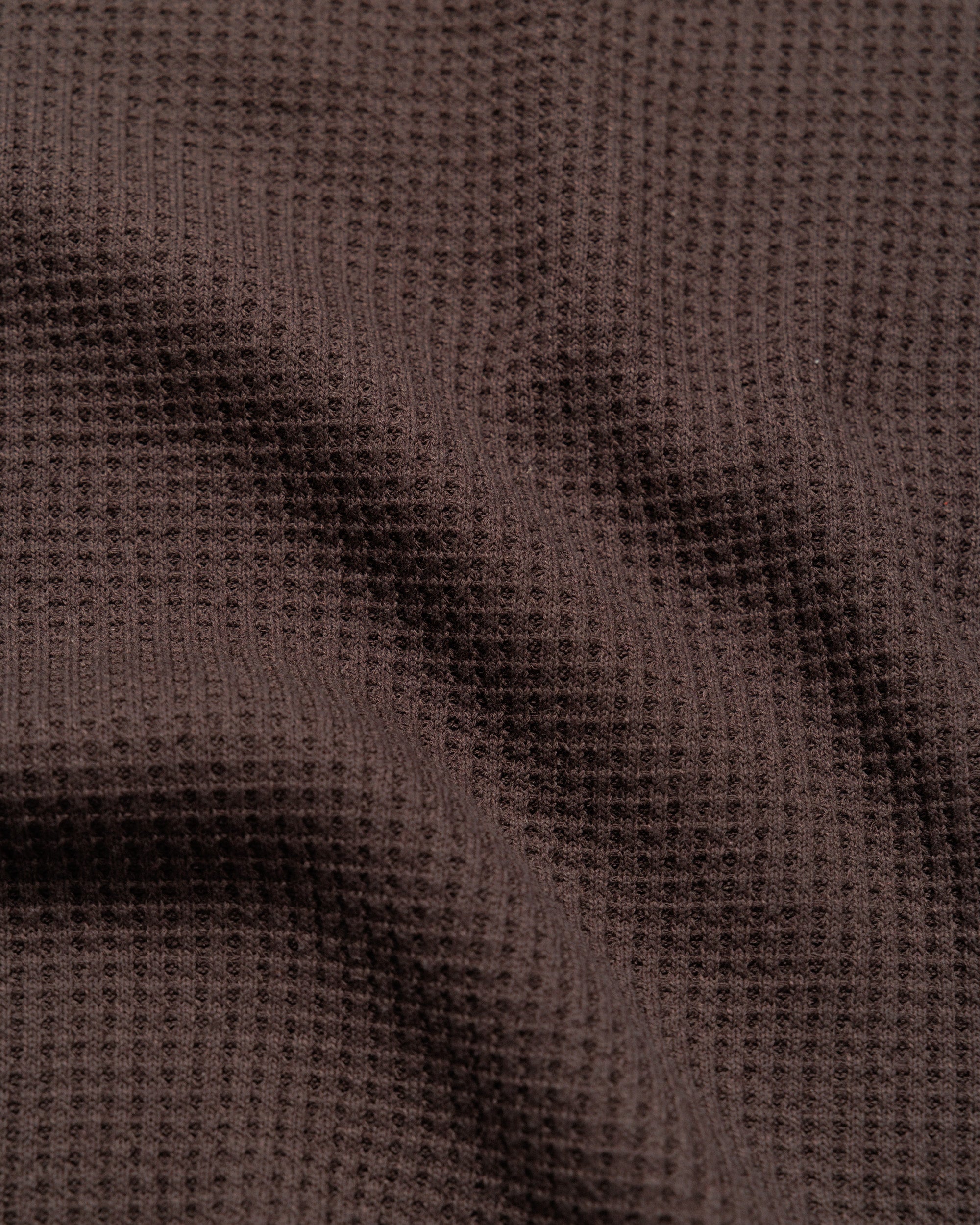 Raglan Range Waffle Knit - Chocolate Brown w Powder Blue Contrast — waffle texture macro