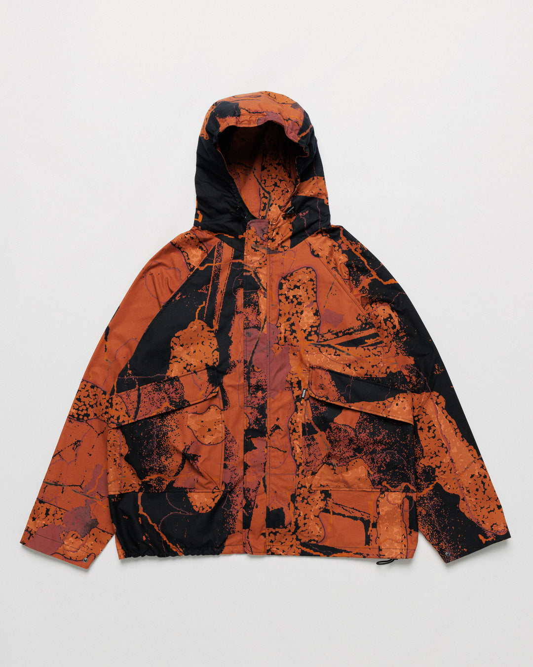 Roam Raglan Jacket - Abstract Brick Camo — front flat, full garment