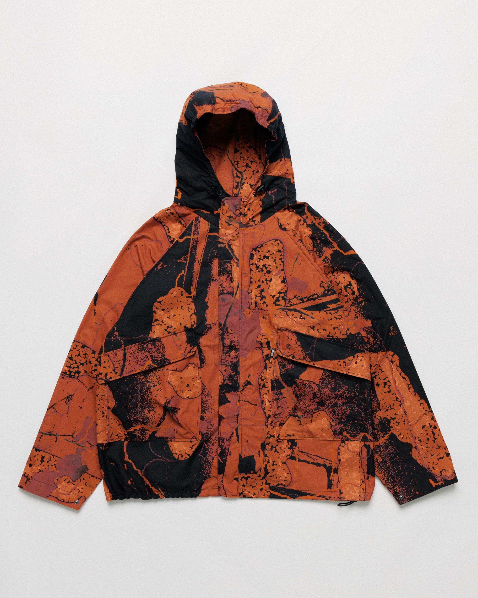 Roam Raglan Jacket - Abstract Brick Camo — front flat, full garment