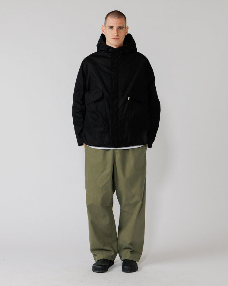 Roam Raglan Jacket - Black — clean full-body front, zipped, unobstructed