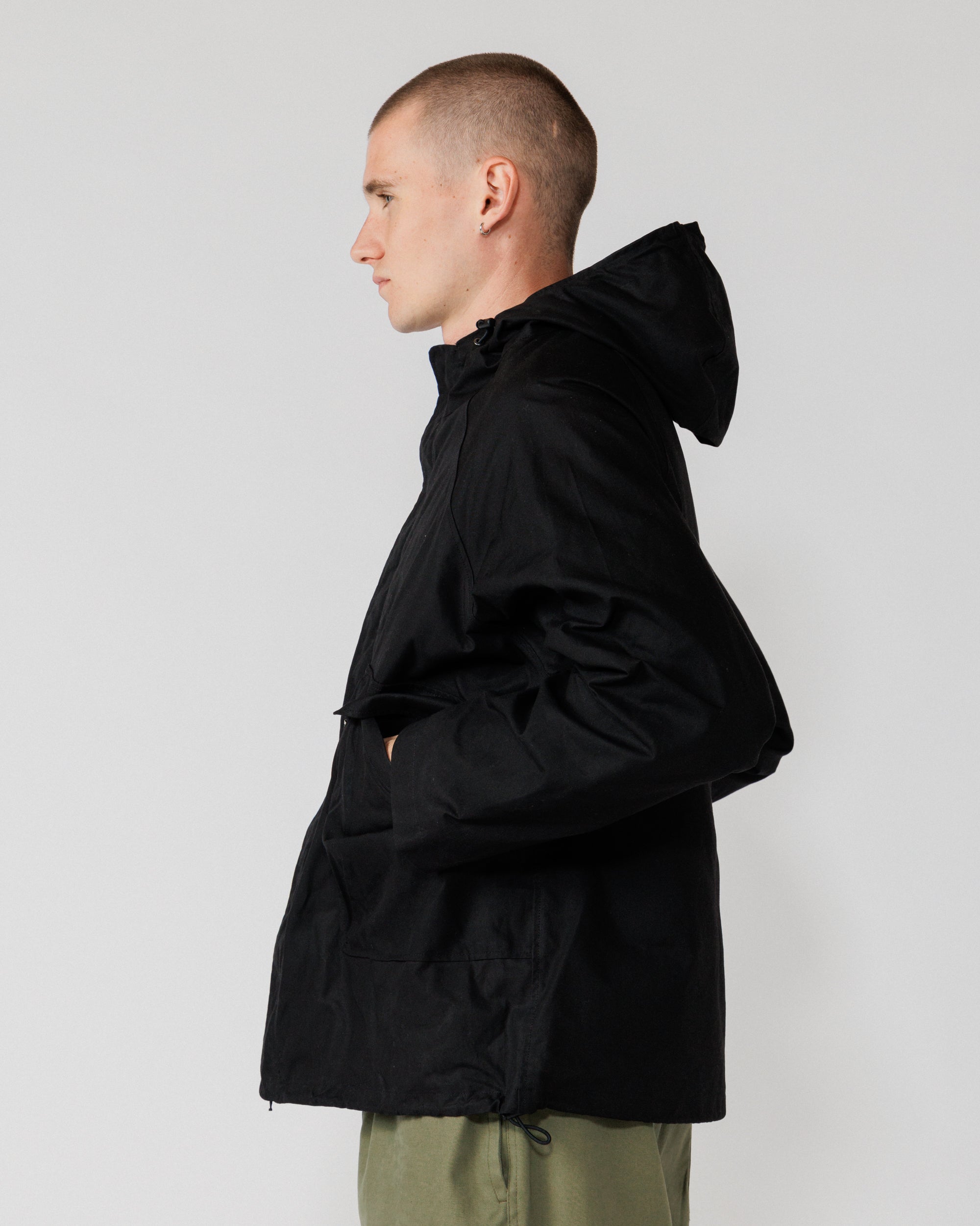 Roam Raglan Jacket - Black — clean full side profile