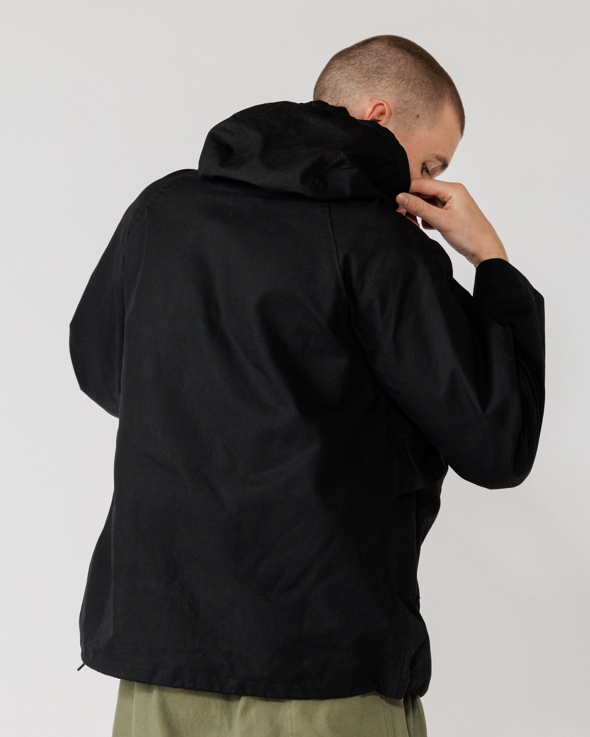 Roam Raglan Jacket - Black — only back view, shows raglan seams