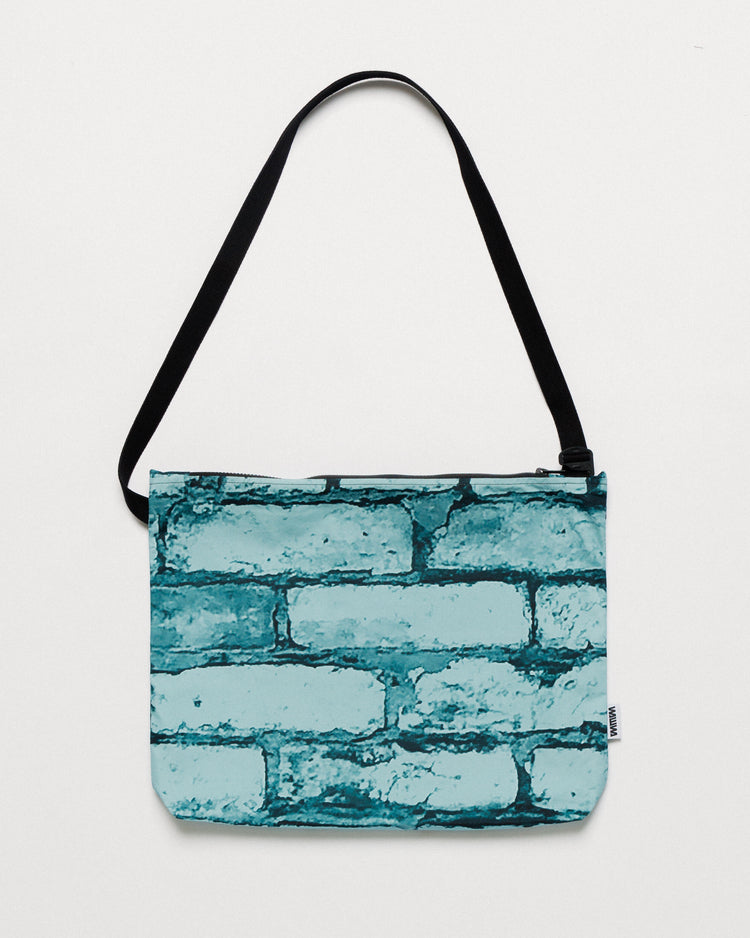 Water Resistant Messenger Bag - Blue Brick Camo — clean full flat hero, strap shown