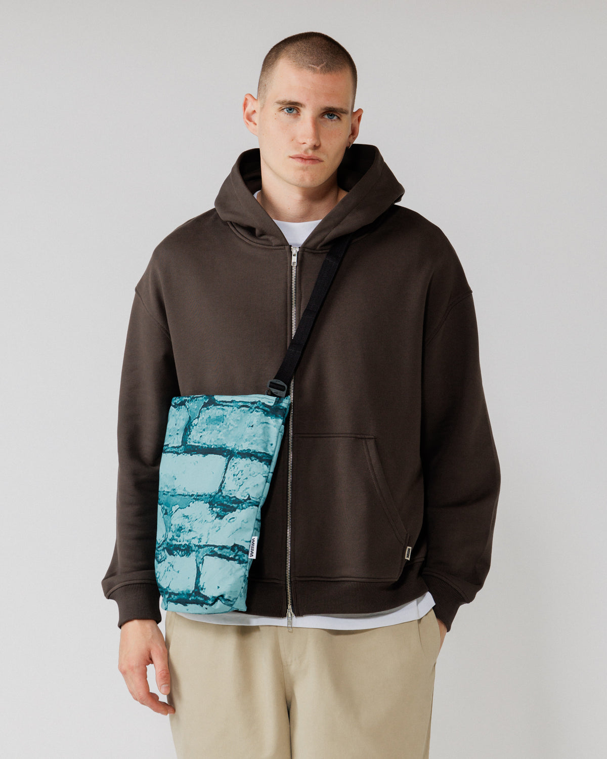 Water Resistant Messenger Bag - Blue Brick Camo — male front, second-body scale