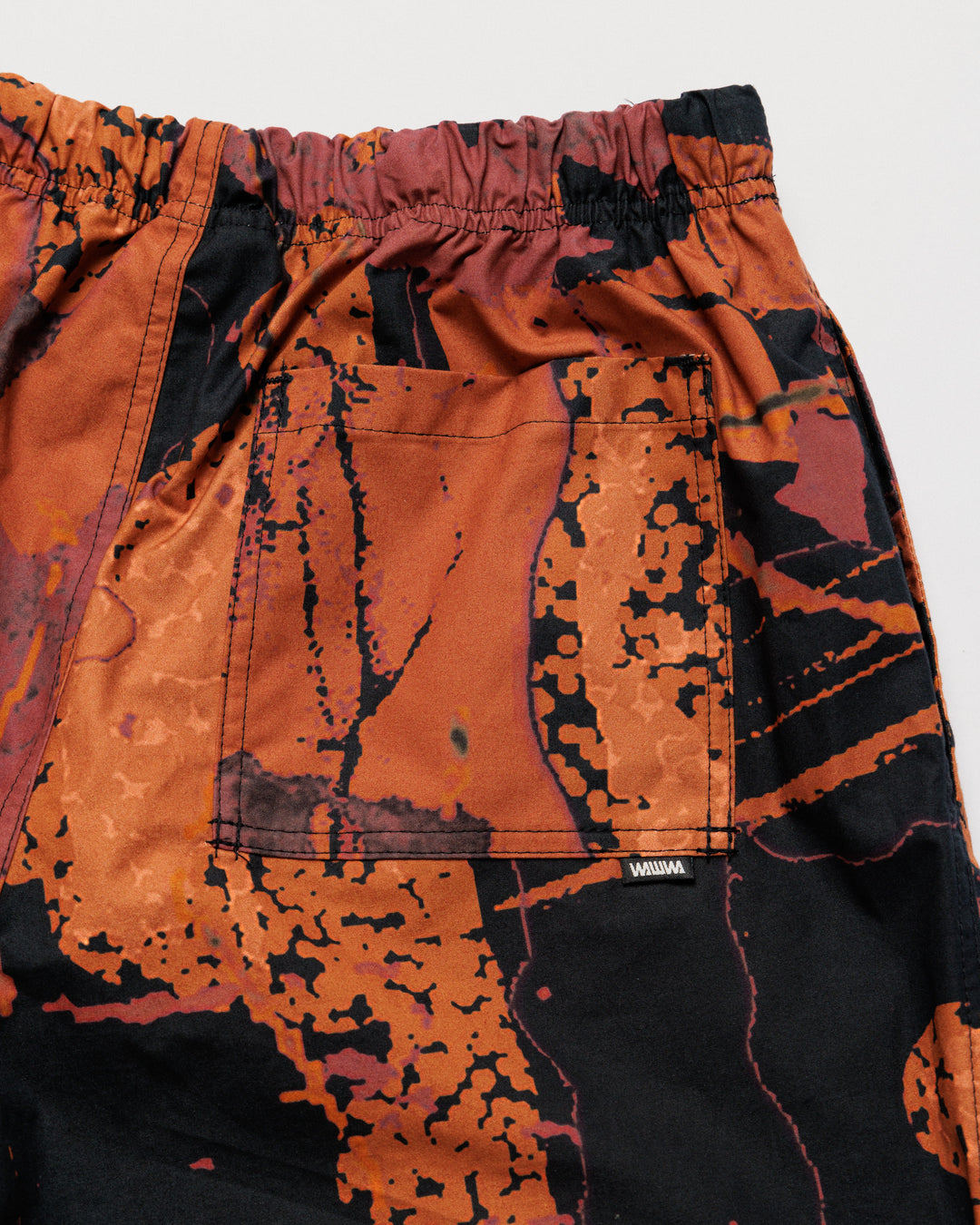Water Resistant Zama Pants - Abstract Brick Camo — back pocket stitch detail